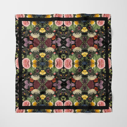 Botanica No. 1 Chiffon Square Scarf with Black Accent