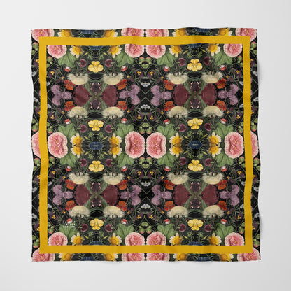 Botanica No. 1 Chiffon Square Scarf with Yellow Accent