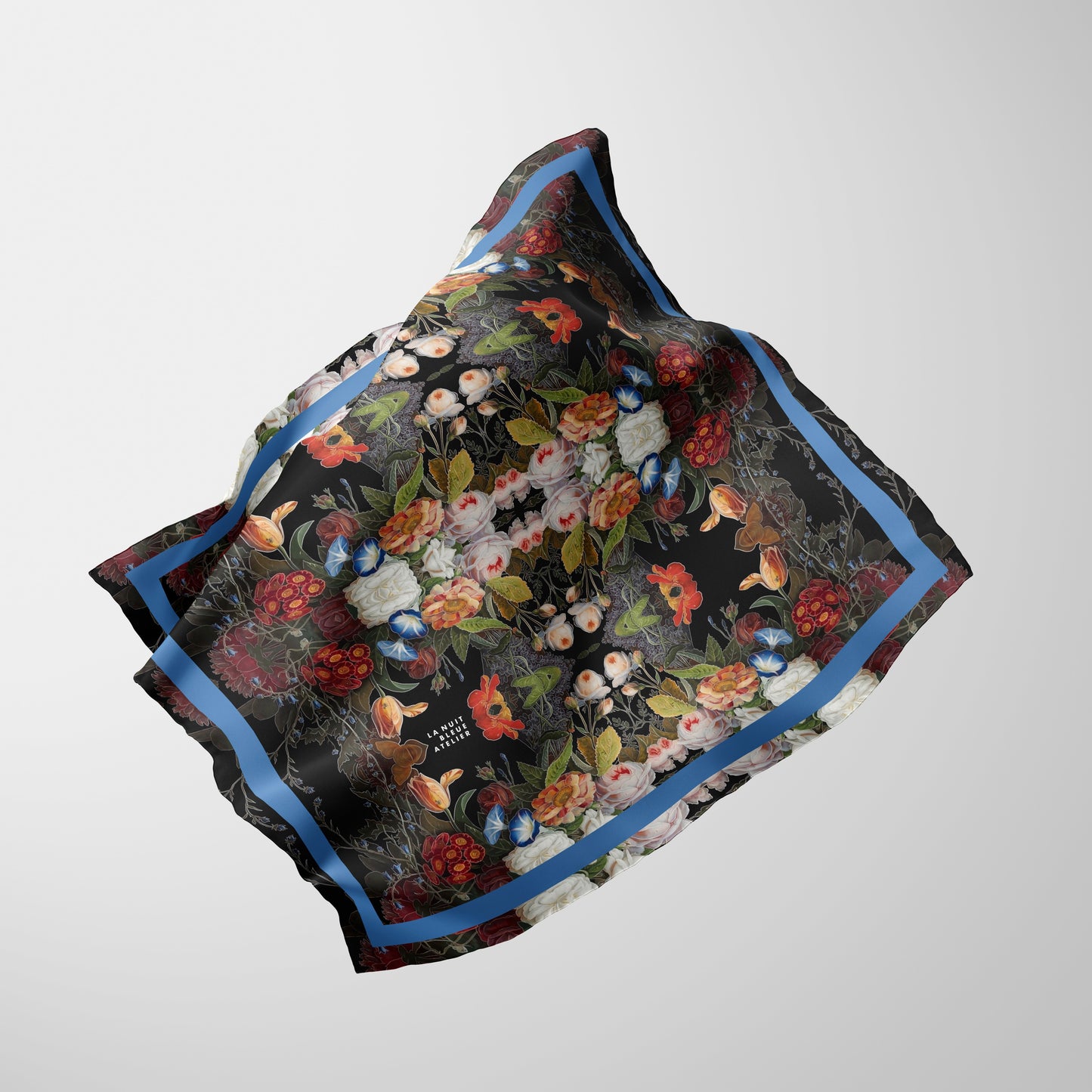 Dutch Redux No. 1.2 Chiffon Square Scarf with Blue Accent