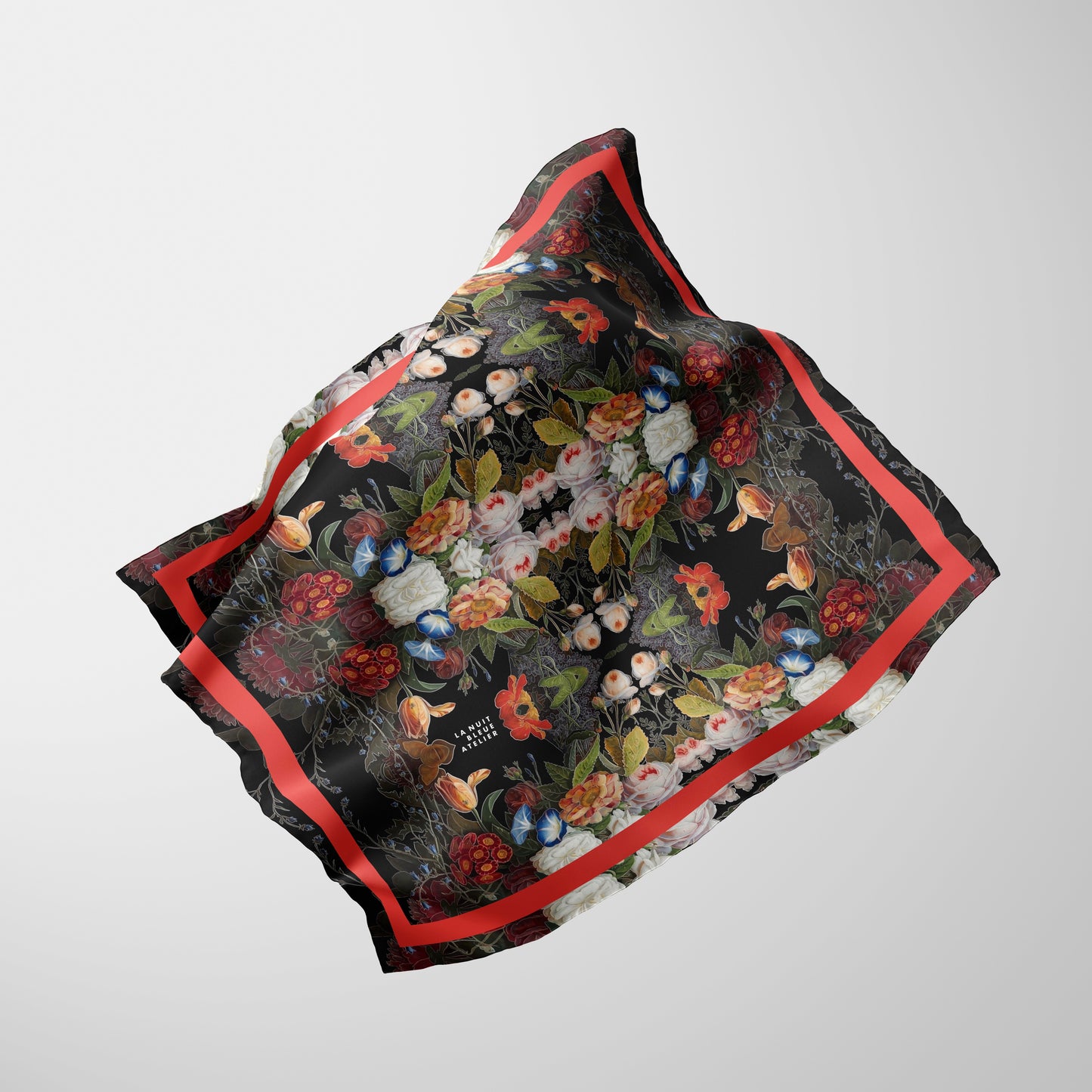 Dutch Redux No. 1.2 Chiffon Square Scarf with Red Accent