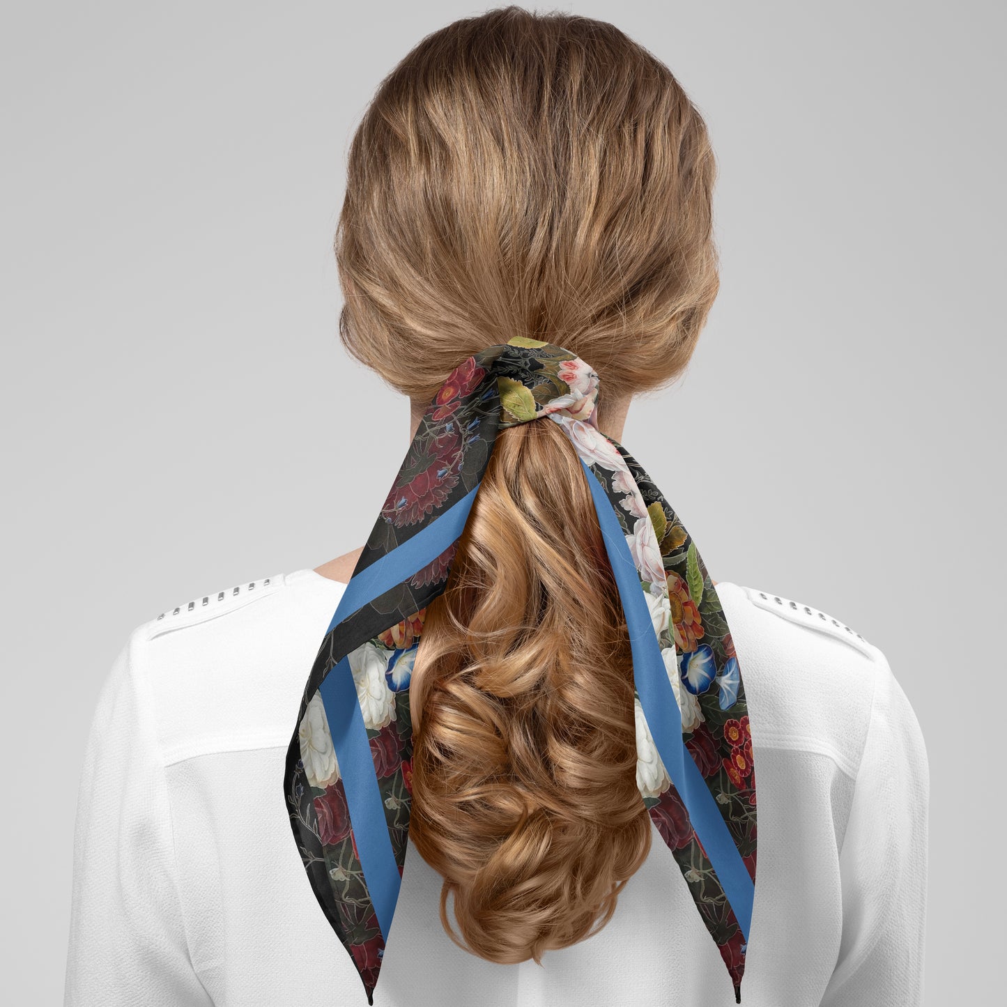 Dutch Redux No. 1.2 Chiffon Square Scarf with Blue Accent