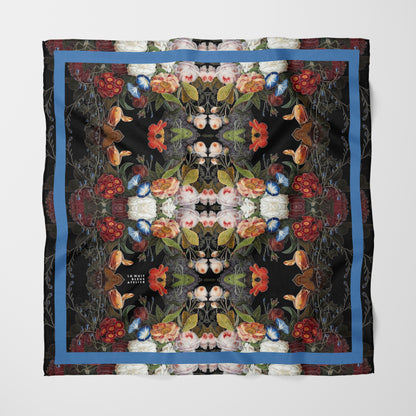 Dutch Redux No. 1.2 Chiffon Square Scarf with Blue Accent