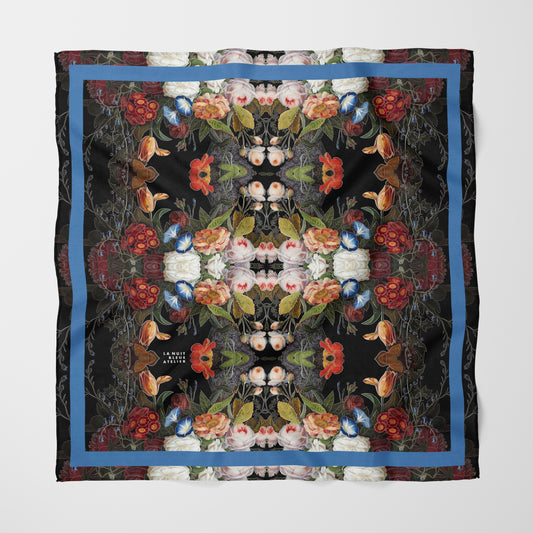 Dutch Redux No. 1.2 Chiffon Square Scarf with Blue Accent