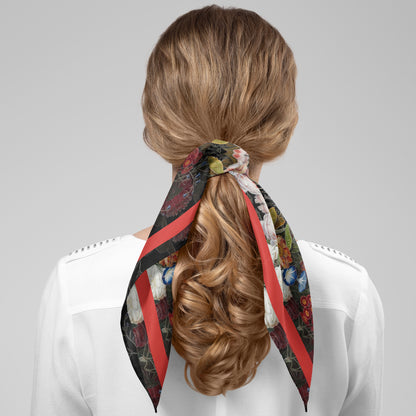 Dutch Redux No. 1.2 Chiffon Square Scarf with Red Accent