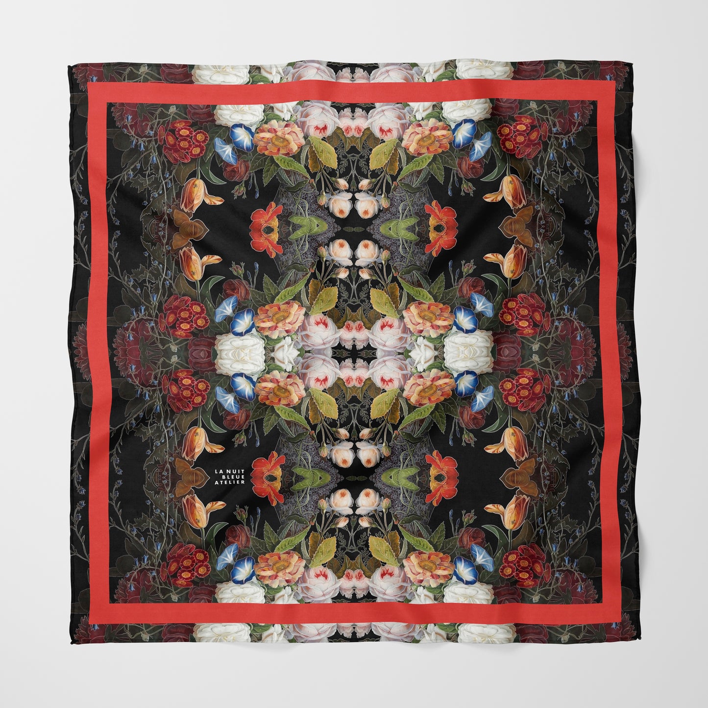 Dutch Redux No. 1.2 Chiffon Square Scarf with Red Accent