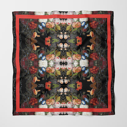 Dutch Redux No. 1.2 Chiffon Square Scarf with Red Accent