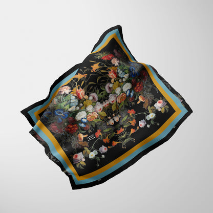 Dutch Redux No. 1 Chiffon Square Scarf with Gold + Pale Blue Accent Accent
