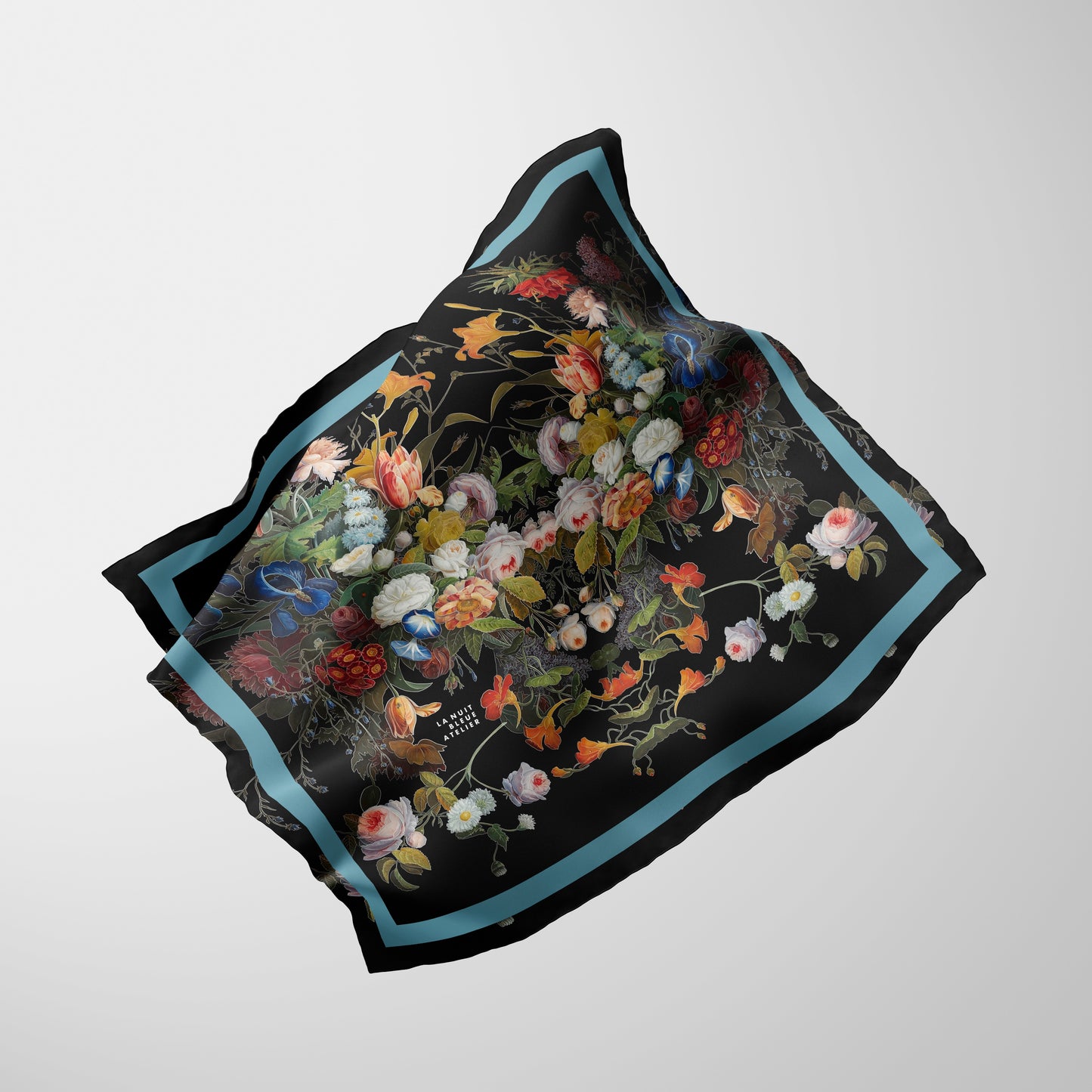 Dutch Redux No. 1 Chiffon Square Scarf with Pale Blue Accent