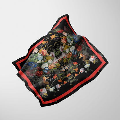 Dutch Redux No. 1 Chiffon Square Scarf with Red Accent