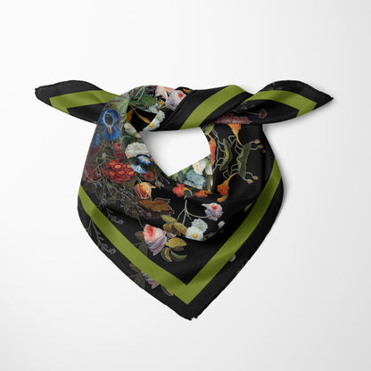 Dutch Redux No. 1 Chiffon Square Scarf with Green Accent