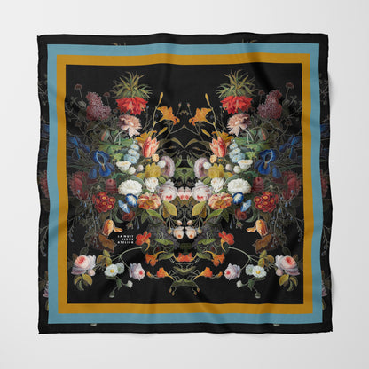 Dutch Redux No. 1 Chiffon Square Scarf with Gold + Pale Blue Accent Accent