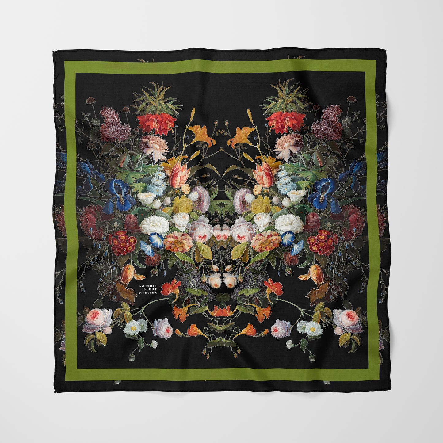 Dutch Redux No. 1 Chiffon Square Scarf with Green Accent