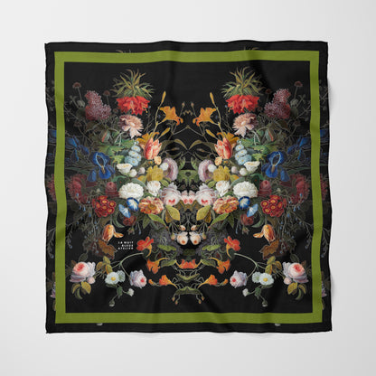 Dutch Redux No. 1 Chiffon Square Scarf with Green Accent