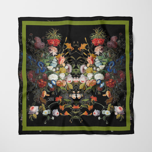 Dutch Redux No. 1 Chiffon Square Scarf with Green Accent