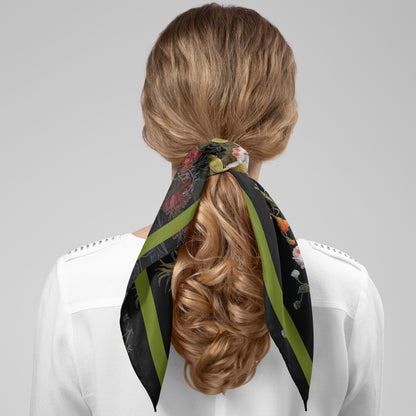 Dutch Redux No. 1 Chiffon Square Scarf with Green Accent