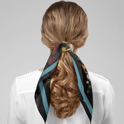 Dutch Redux No. 1 Chiffon Square Scarf with Pale Blue Accent