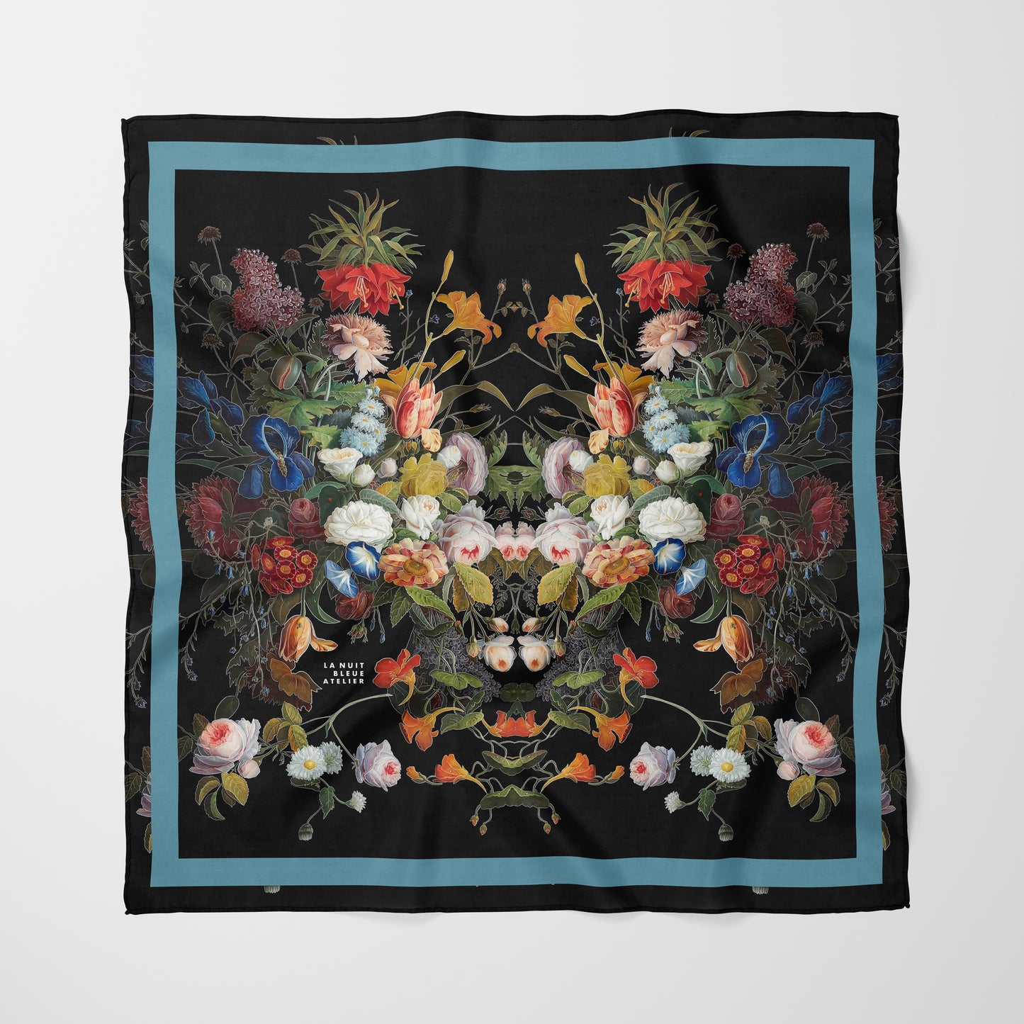 Dutch Redux No. 1 Chiffon Square Scarf with Pale Blue Accent