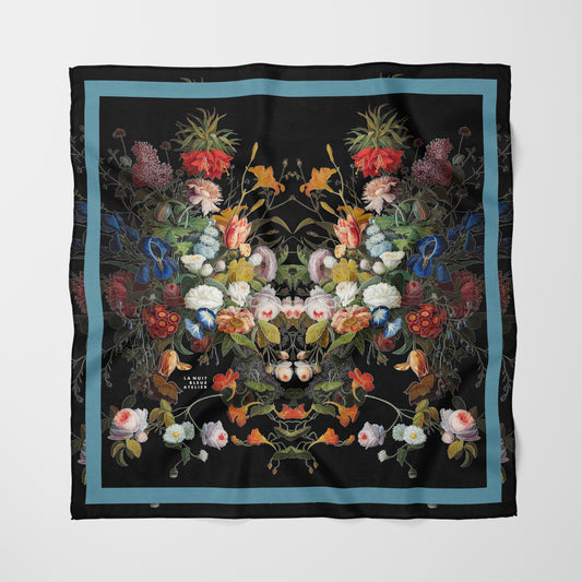 Dutch Redux No. 1 Chiffon Square Scarf with Pale Blue Accent