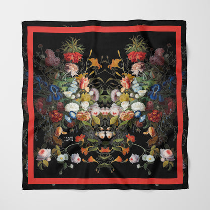 Dutch Redux No. 1 Chiffon Square Scarf with Red Accent