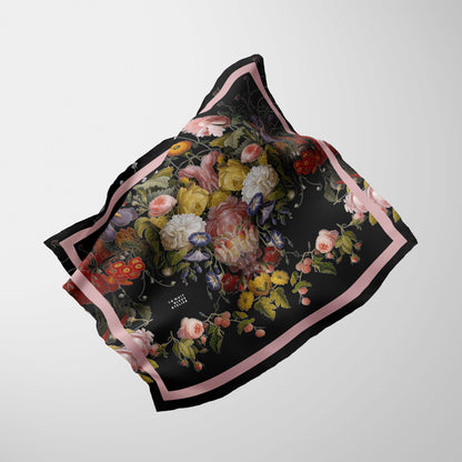 Dutch Redux No. 2.2 Chiffon Square Scarf with Soft Pink Accent