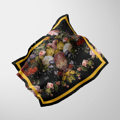 Dutch Redux No. 2.2 Chiffon Square Scarf with Soft Yellow Accent
