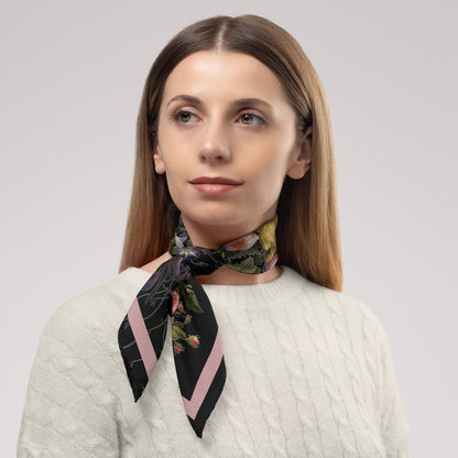 Dutch Redux No. 2.2 Chiffon Square Scarf with Soft Pink Accent