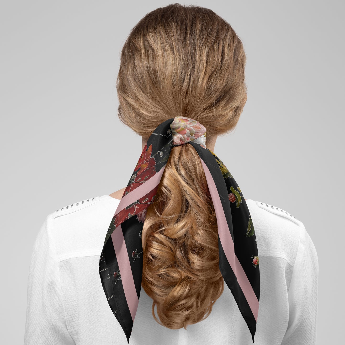 Dutch Redux No. 2 Chiffon Square Scarf with Soft Pink Accent
