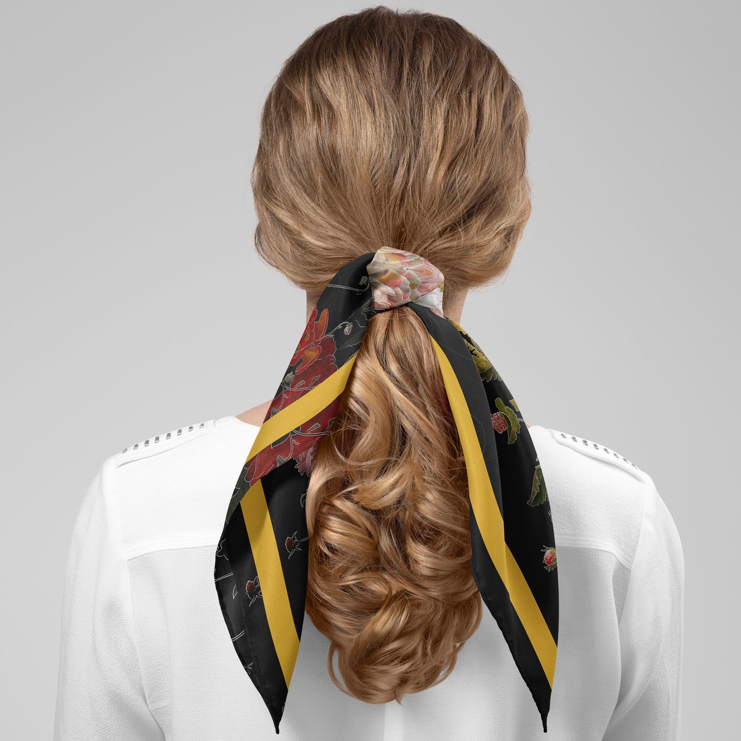 Dutch Redux No. 2.2 Chiffon Square Scarf with Soft Yellow Accent
