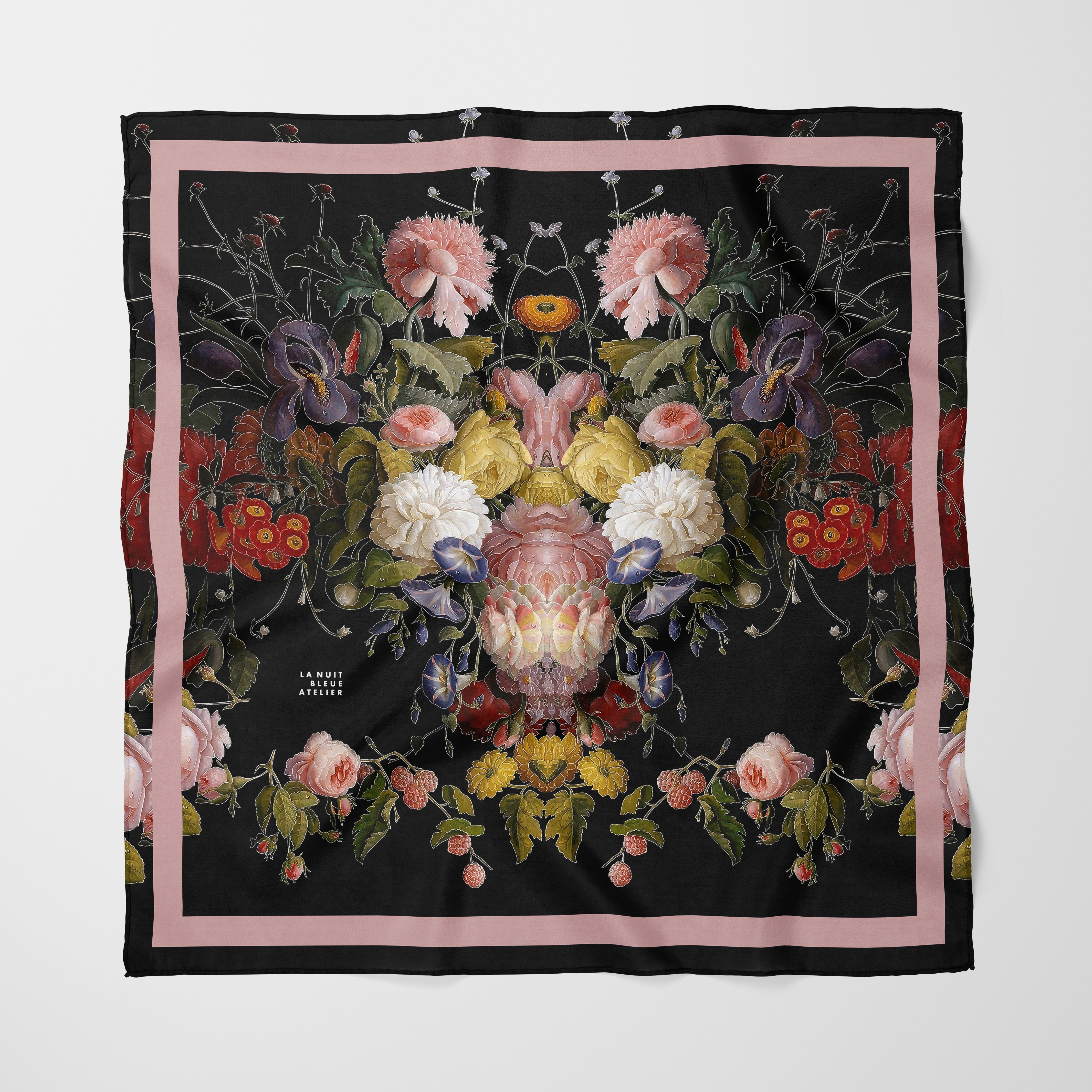 Dutch Redux No. 2.2 Chiffon Square Scarf with Soft Pink Accent