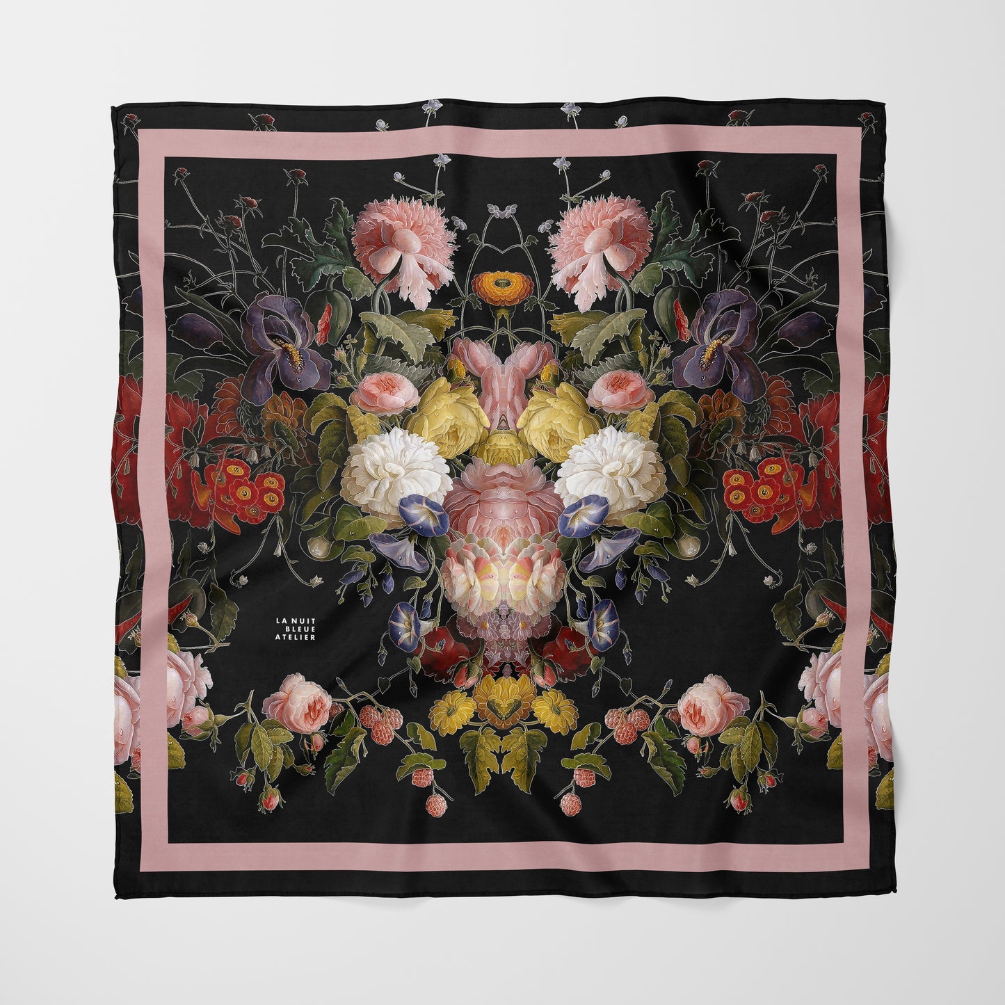 Dutch Redux No. 2.2 Chiffon Square Scarf with Soft Pink Accent