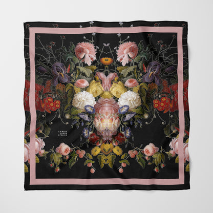 Dutch Redux No. 2.2 Chiffon Square Scarf with Soft Pink Accent