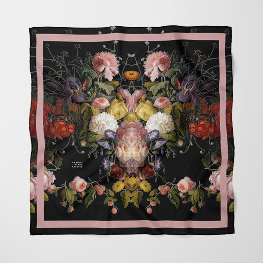 Dutch Redux No. 2.2 Chiffon Square Scarf with Soft Pink Accent