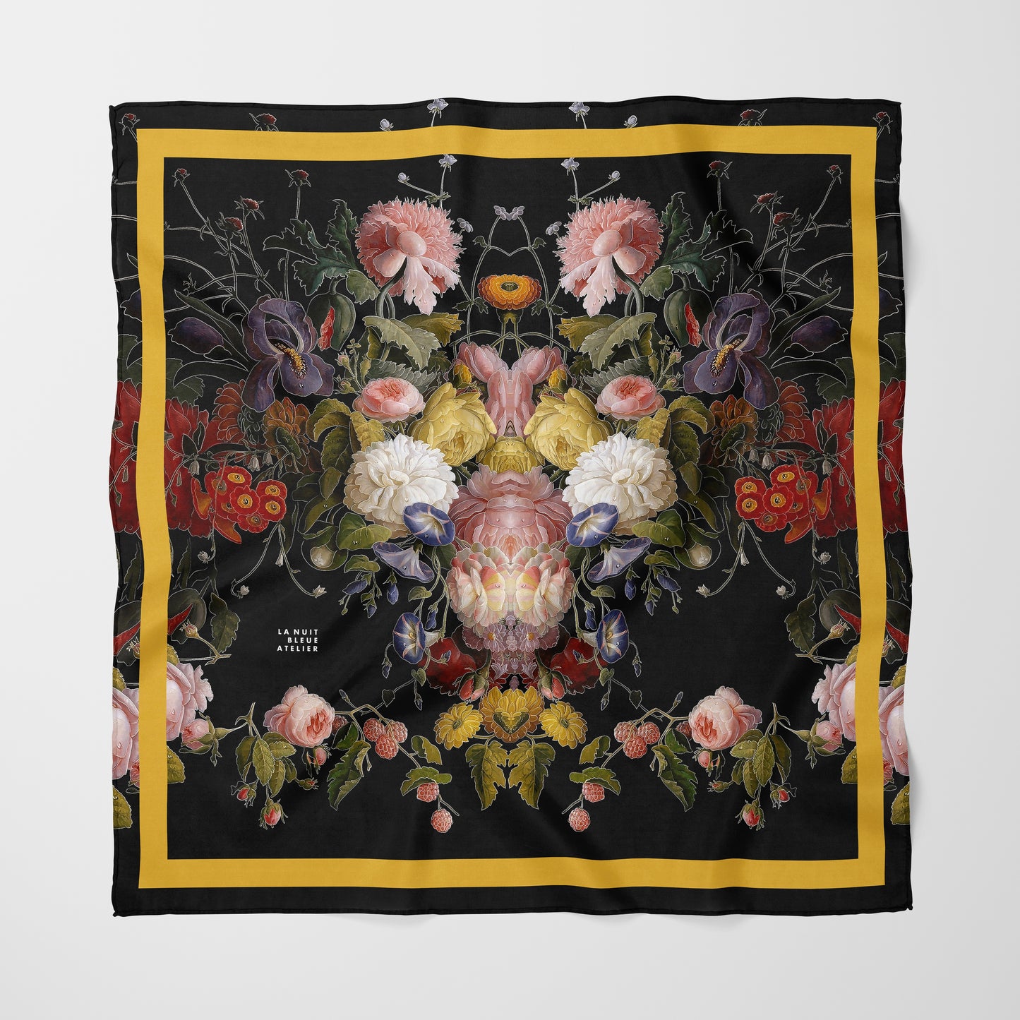 Dutch Redux No. 2.2 Chiffon Square Scarf with Soft Yellow Accent
