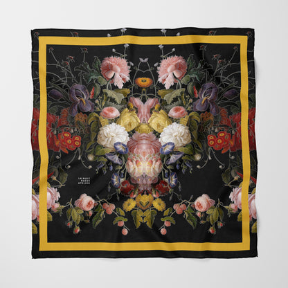 Dutch Redux No. 2.2 Chiffon Square Scarf with Soft Yellow Accent