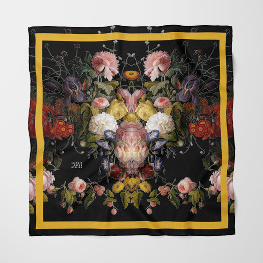 Dutch Redux No. 2.2 Chiffon Square Scarf with Soft Yellow Accent