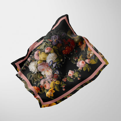 Dutch Redux No. 2 Chiffon Square Scarf with Soft Pink Accent