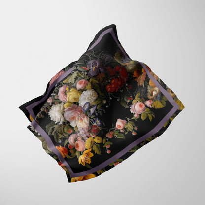 Dutch Redux No. 2 Chiffon Square Scarf with Plum Accent