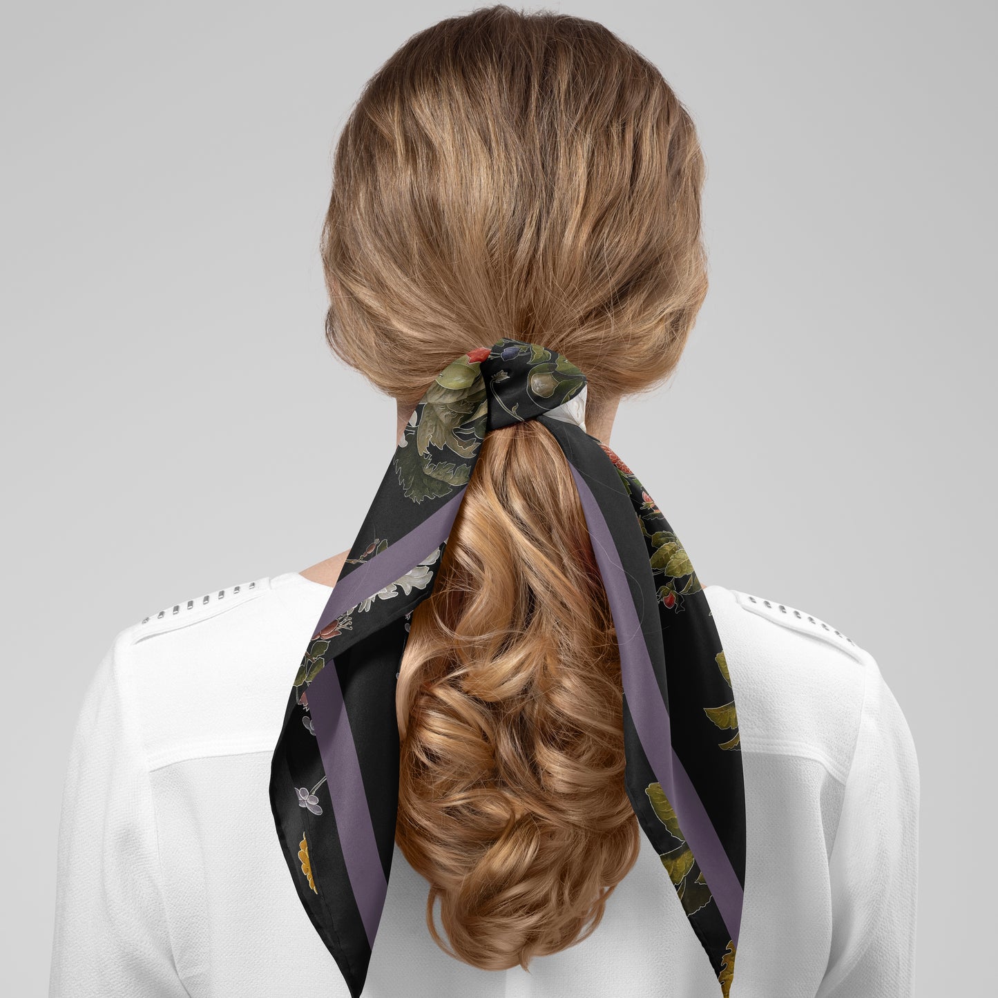 Dutch Redux No. 2 Chiffon Square Scarf with Plum Accent