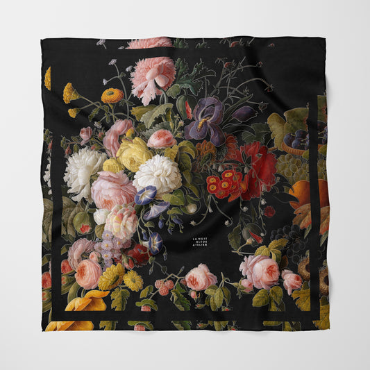 Dutch Redux No. 2 Chiffon Square Scarf with Black Accent