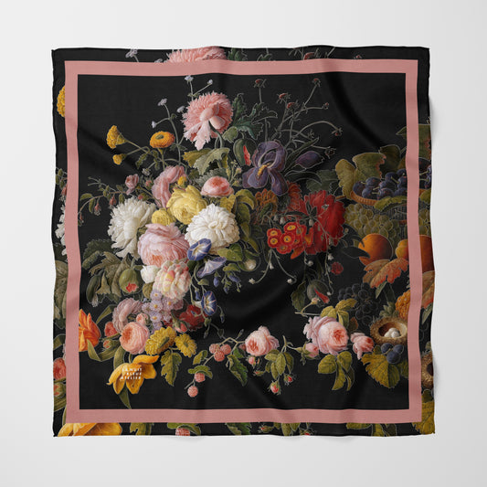 Dutch Redux No. 2 Chiffon Square Scarf with Soft Pink Accent