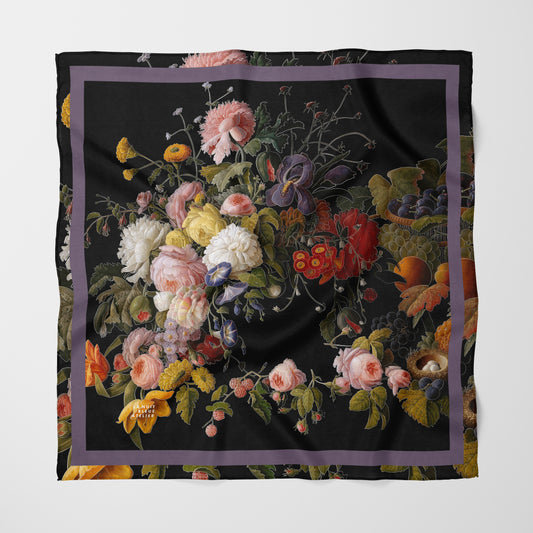 Dutch Redux No. 2 Chiffon Square Scarf with Plum Accent