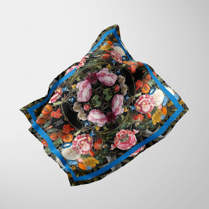 Dutch Redux No. 3.2 Chiffon Square Scarf with Blue Accent
