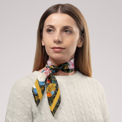 Dutch Redux No. 3.2 Chiffon Square Scarf with Yellow Accent