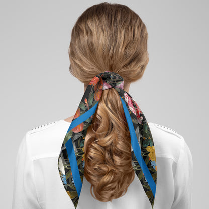 Dutch Redux No. 3.2 Chiffon Square Scarf with Blue Accent