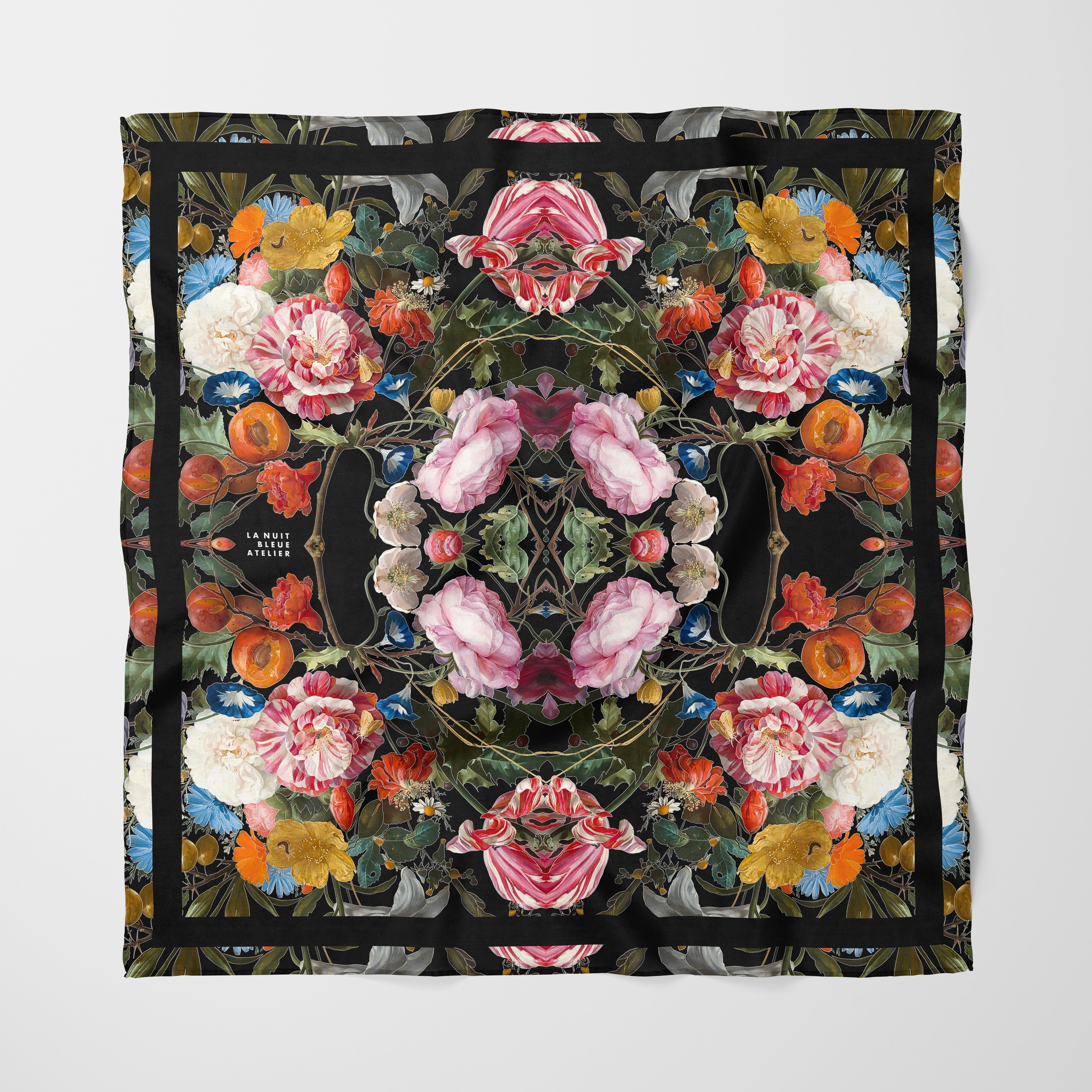 Dutch Redux No. 3.2 Chiffon Square Scarf with Black Accent