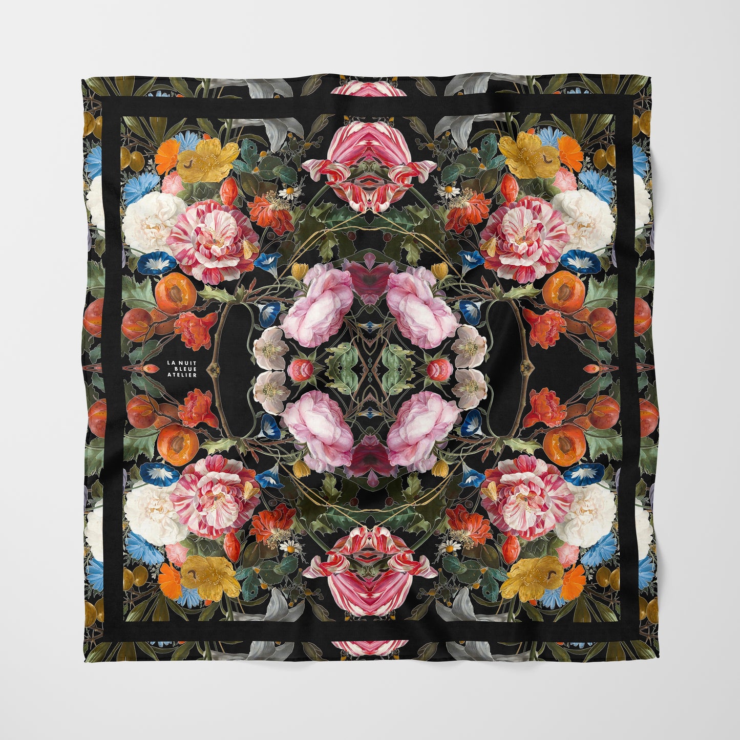 Dutch Redux No. 3.2 Chiffon Square Scarf with Black Accent