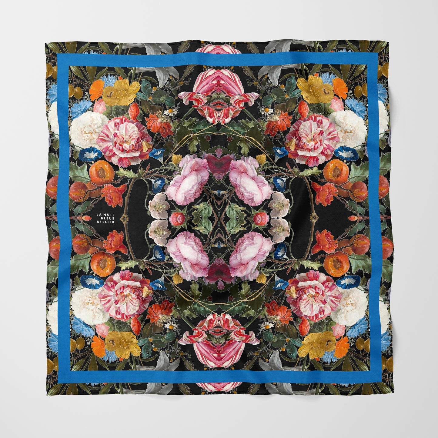 Dutch Redux No. 3.2 Chiffon Square Scarf with Blue Accent