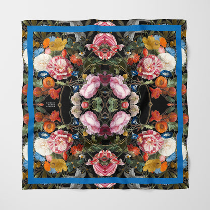 Dutch Redux No. 3.2 Chiffon Square Scarf with Blue Accent