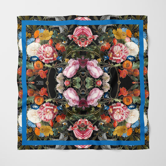 Dutch Redux No. 3.2 Chiffon Square Scarf with Blue Accent