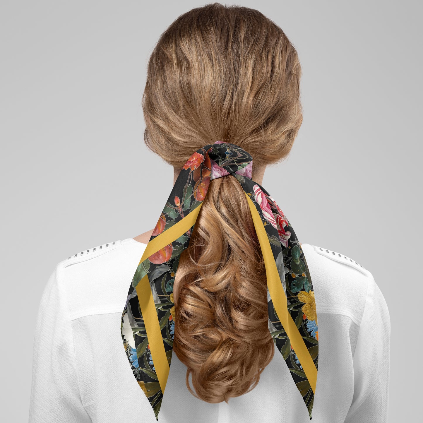Dutch Redux No. 3.2 Chiffon Square Scarf with Yellow Accent